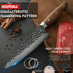 KONOLL Chef Knife Forged Handmade 8 inch Professional Kitchen Knife, HC Stainless Steel with Full Tang Wood Handle - SJB-DIAMOND ELITES