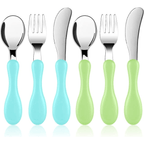 Freaki 6PCS Toddler Utensils Set, Toddler Utensils Stainless Steel Fork, Spoon and Knife Set with Silicone Holding Design, Children's Flatware Set, BPA Free, Dishwasher Safe - SJB-DIAMOND ELITES