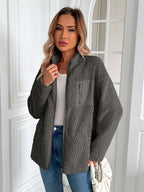 Winter Warm Zip Up Long Sleeve Jacket Fuzzy Cozy & Stylish Jacket Cold-Weather Essential Outdoor Jacket Stevvex