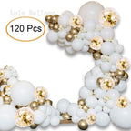120pc White Gold Confetti Metallic Balloon Arch Kit For Wedding Birthday Party Decorations Baby Shower Party Balloons Garland Arch Kit for Bridal Shower Baby Shower Party Decoration Stevvex