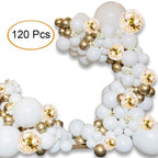 120pc White Gold Confetti Metallic Balloon Arch Kit For Wedding Birthday Party Decorations Baby Shower Party Balloons Garland Arch Kit for Bridal Shower Baby Shower Party Decoration Stevvex