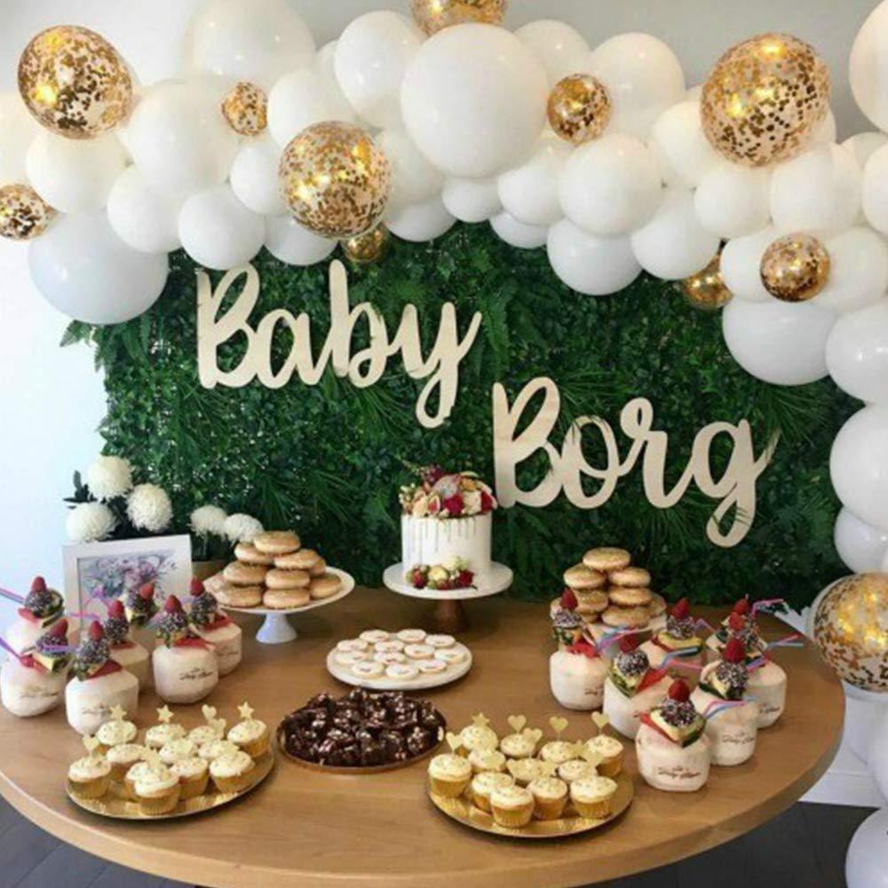 120pc White Gold Confetti Metallic Balloon Arch Kit For Wedding Birthday Party Decorations Baby Shower Party Balloons Garland Arch Kit for Bridal Shower Baby Shower Party Decoration Stevvex