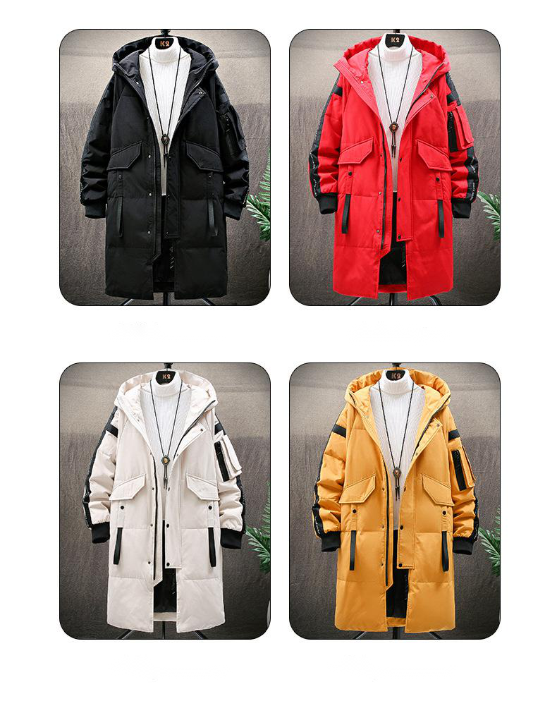 Men's jacket winter down jacket hooded mid-length fur collar Pi-Mart