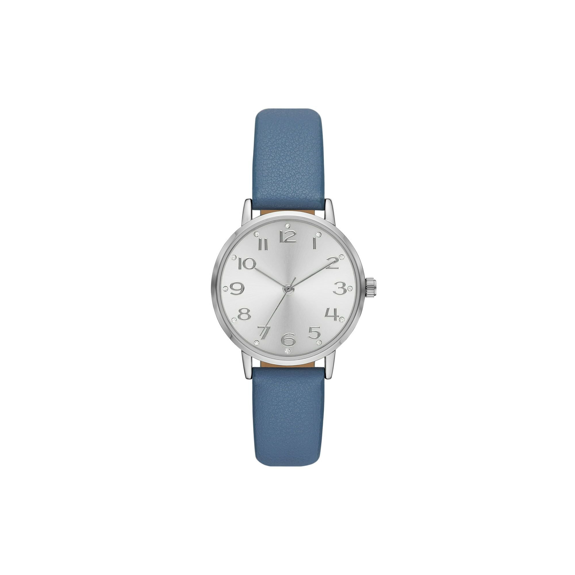 Time and Tru Women's Crystal Accent Silver Tone Watch