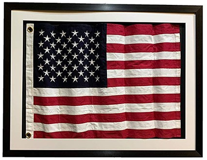 Framed Real Cloth Cotton Embroidered American Flag, USA Flag The Military Gift Store