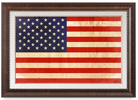 Flag Connections American Flag. Giclee Print& Brown Framed Art for Wall Decor. The Military Gift Store