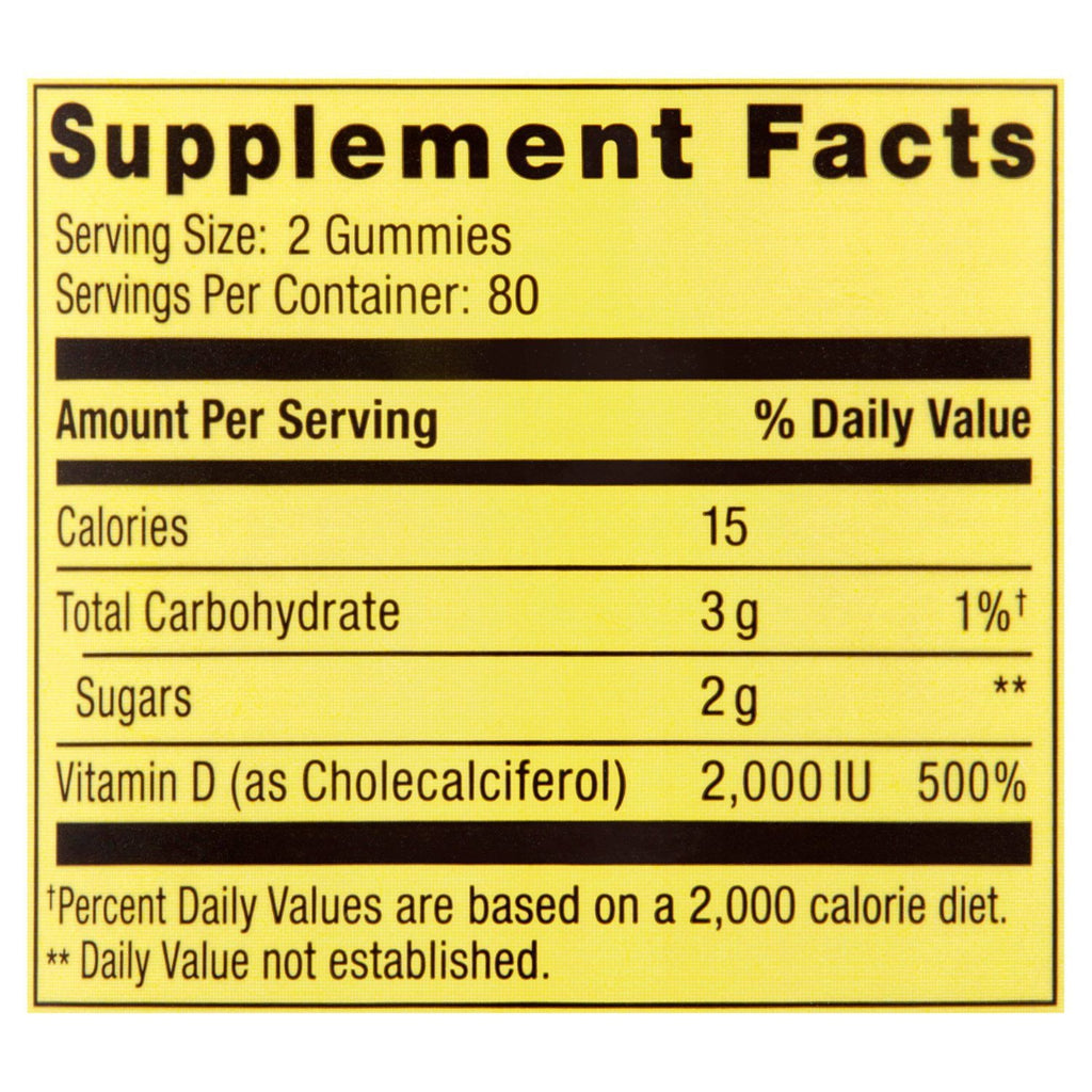 Spring Valley Vegetarian Vitamin D3 Gummies; 2000 IU; 50 mcg; 160 Count