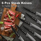 PrinChef Knife Set, 19 Pcs Rust Proof Knives Set for Kitchen, with Acrylic Stand, Sharpener, Scissors and Peeler, Stainless Steel knife sets with Black Coating, Nonstick and No Scratch - SJB-DIAMOND ELITES