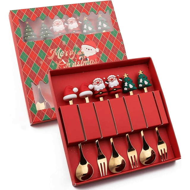 Christmas Spoon Stainless Steel Christmas Tree Tea Spoon for Home, Boriyuan Xmas Coffee Spoon Dinner Forks Dessert Spoon Stirring Spoon Ice Cream Spoon Creative Tableware Gift, Holiday Party Supply - SJB-DIAMOND ELITES