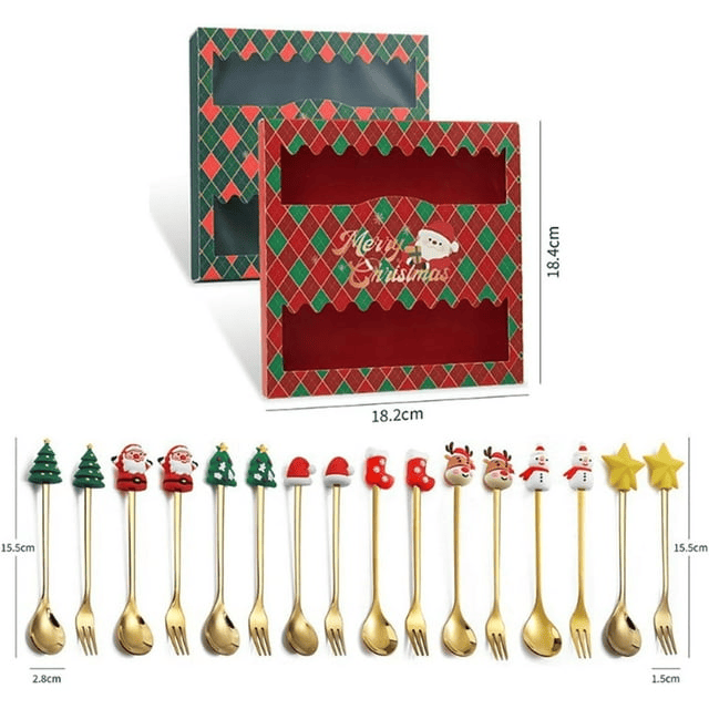 Christmas Spoon Stainless Steel Christmas Tree Tea Spoon for Home, Boriyuan Xmas Coffee Spoon Dinner Forks Dessert Spoon Stirring Spoon Ice Cream Spoon Creative Tableware Gift, Holiday Party Supply - SJB-DIAMOND ELITES