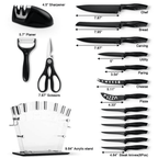 Knife Set with Block,Sharpener,Acrylic Stand 17 PCS Black High Carbon Stainless Steel Kitchen Knives - SJB-DIAMOND ELITES