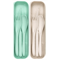 2 Pack Reusable Travel Utensils Set with Case, Wheat Straw Portable Knife Fork Spoons Tableware, Eco-Friendly Cutlery for Kids Adults Travel Picnic Camping Utensils, Green and Beige - SJB-DIAMOND ELITES