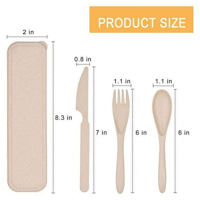 2 Pack Reusable Travel Utensils Set with Case, Wheat Straw Portable Knife Fork Spoons Tableware, Eco-Friendly Cutlery for Kids Adults Travel Picnic Camping Utensils, Green and Beige - SJB-DIAMOND ELITES