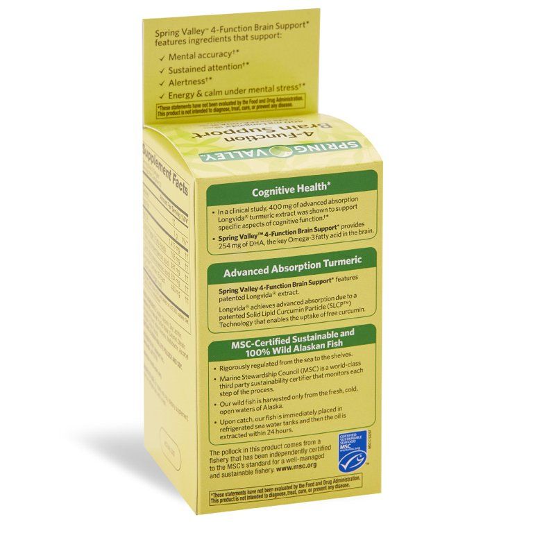 Spring Valley 4-Function Brain Support Dietary Supplement; 60 Count EasyOptionXY LLC