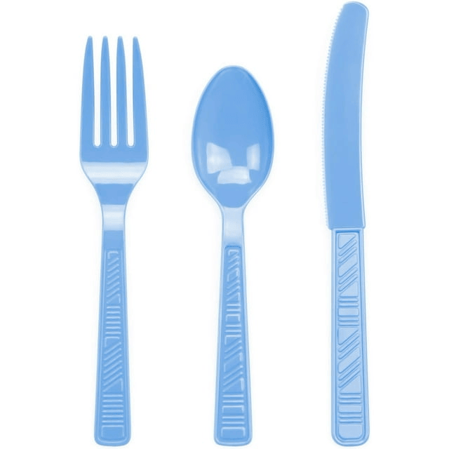 DecorRack Disposable Forks, Knives, Spoons, Party Utensils, Light Blue (96 Pcs) - SJB-DIAMOND ELITES