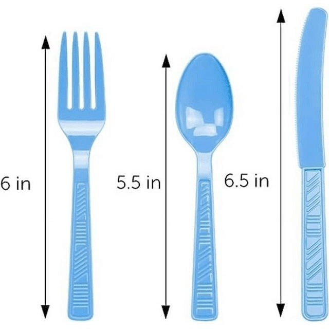 DecorRack Disposable Forks, Knives, Spoons, Party Utensils, Light Blue (96 Pcs) - SJB-DIAMOND ELITES