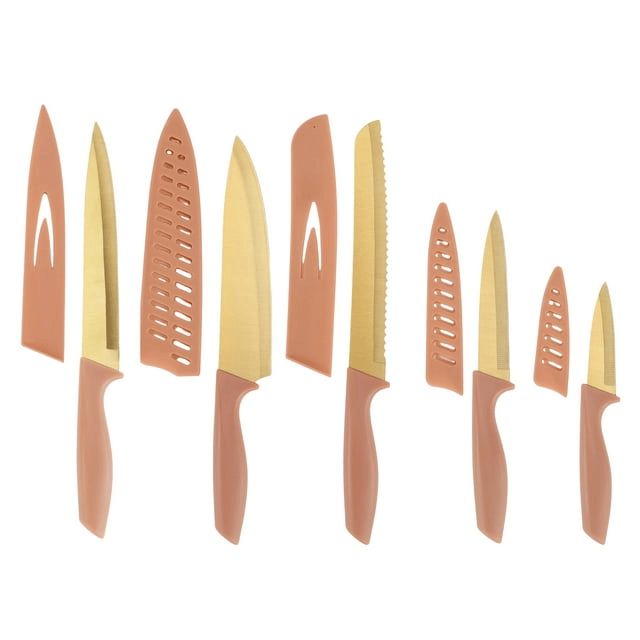Just Feed Me by Jessie James Decker 5-Piece Knife Set, Terracotta Rose and Gold - SJB-DIAMOND ELITES