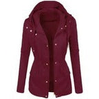 Women's fashion solid color lapel biker jacket Pi-Mart