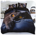 Black Cat Quilt Cover Sheet Bedding 3-piece Set Pi-Mart
