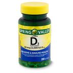 Spring Valley Vitamin D3 Supplement; 50 mcg 2; 000 IU; 200 Count