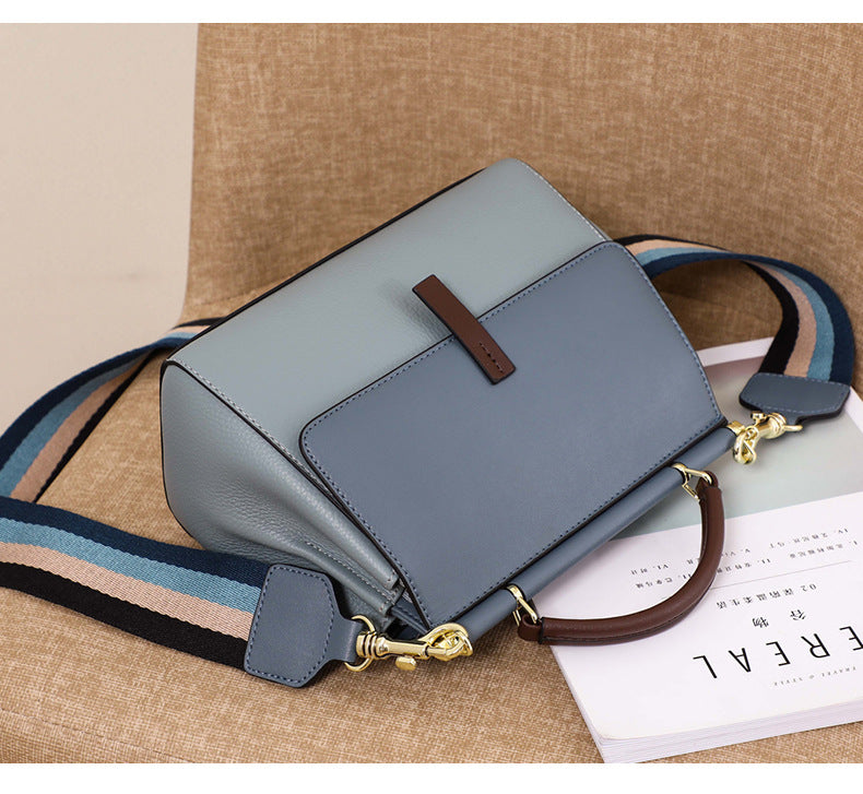 Cowhide leather tote bag shoulder purse leather crossbody strap 8853 - SJB-DIAMOND ELITES