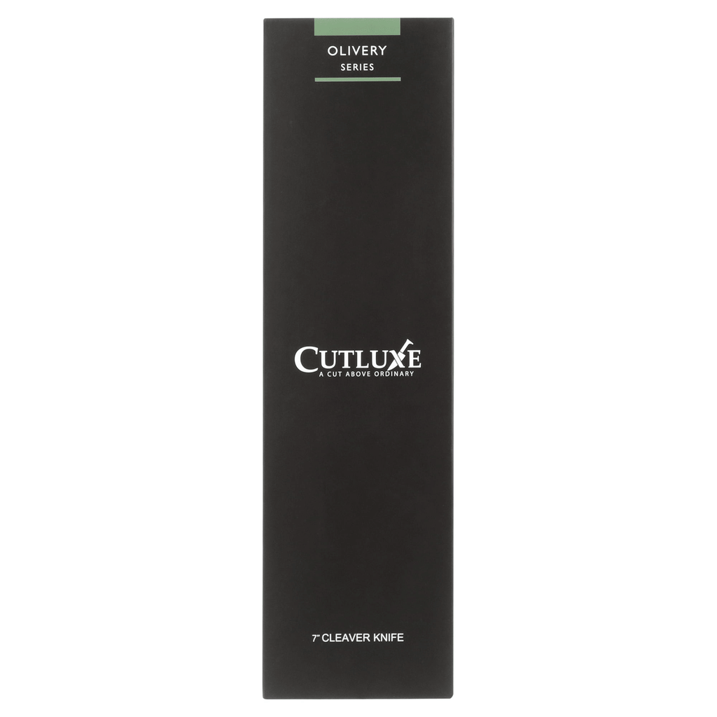 CUTLUXE Cleaver Knife - 7" Vegetable and Meat Butcher Knife - Olive Wood Handle ¨C Full Tang ¨C Olivery Series
