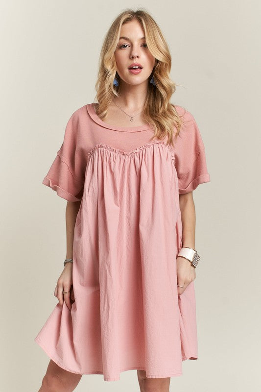 Round Neck Half Sleeve Babydoll Dress – Charming and Feminine Babydoll Dress with Round Neck and Half Sleeves for Casual and Semi-Formal Occasions Stevvex