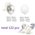 122 pieces White Silver Latex Balloon Arch Garland Kit For Baby Shower Wedding Birthday Graduation Anniversary Bachelorette Party Luxury Ballons Stevvex
