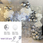 122 pieces White Silver Latex Balloon Arch Garland Kit For Baby Shower Wedding Birthday Graduation Anniversary Bachelorette Party Luxury Ballons Stevvex