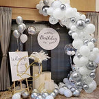 122 pieces White Silver Latex Balloon Arch Garland Kit For Baby Shower Wedding Birthday Graduation Anniversary Bachelorette Party Luxury Ballons Stevvex