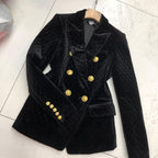 Velvet diamond retro small suit women Pi-Mart
