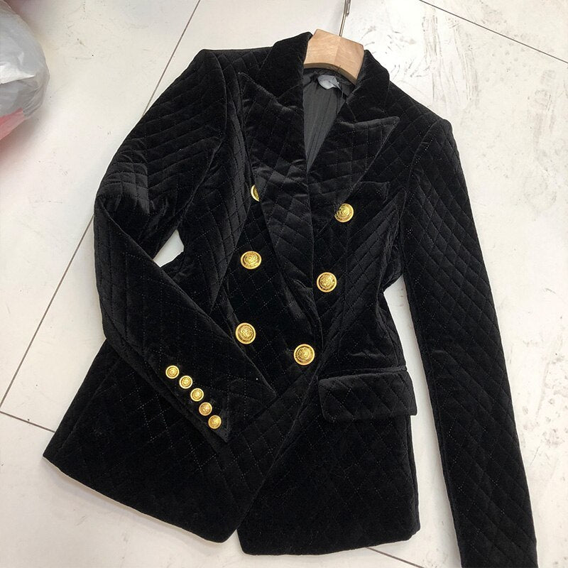 Velvet diamond retro small suit women Pi-Mart