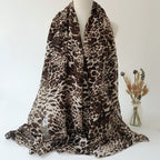 Summer Scarves for Women Lightweight Leopard Print Hawaiian Wrap Beach Shawl Voile Head Scarf Leopard Print scarf SHOMICOBOUTIQUE