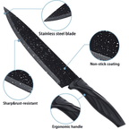 Mirdinner Knife Set of 6, Stainless Steel Kitchen Knives Set, with Non Stick Blades, Sharp Black Kitchen Knife Sets Dishwasher Safe, Chef Knife Set Includes Peeler