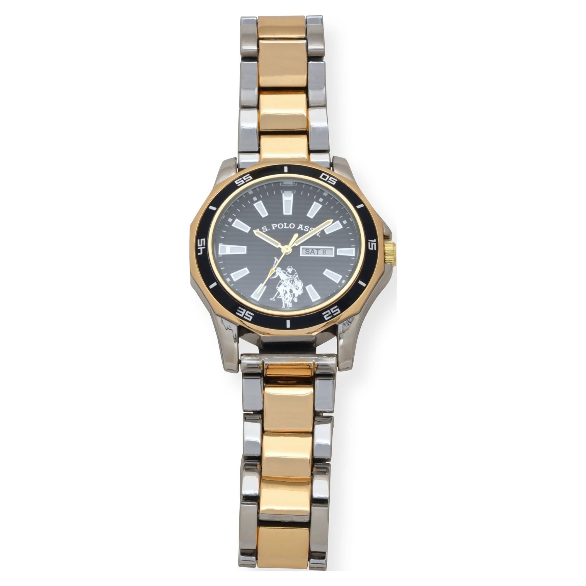 U.S. Polo Assn. Adult Male Classic Watch in Gold and Silver-Tone with Black Dial (USC80474WM)