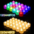 12/24/48pcs Flameless LED Tea light Tea Candles Wedding Light Romantic Candles  Realistic Tea Lights Candles LED Tea light Candles Flickering Bright Tea lights Battery Operated Candles Flameless Candles Lights for  Birthday Party Wedding Decorations Stevvex