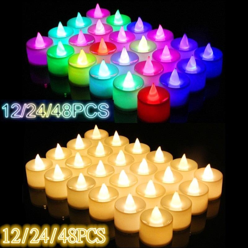 12/24/48pcs Flameless LED Tea light Tea Candles Wedding Light Romantic Candles  Realistic Tea Lights Candles LED Tea light Candles Flickering Bright Tea lights Battery Operated Candles Flameless Candles Lights for  Birthday Party Wedding Decorations Stevvex