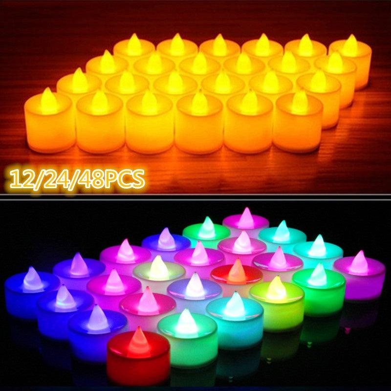 12/24/48pcs Flameless LED Tea light Tea Candles Wedding Light Romantic Candles  Realistic Tea Lights Candles LED Tea light Candles Flickering Bright Tea lights Battery Operated Candles Flameless Candles Lights for  Birthday Party Wedding Decorations Stevvex
