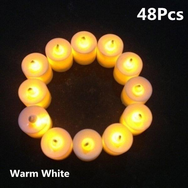 12/24/48pcs Flameless LED Tea light Tea Candles Wedding Light Romantic Candles  Realistic Tea Lights Candles LED Tea light Candles Flickering Bright Tea lights Battery Operated Candles Flameless Candles Lights for  Birthday Party Wedding Decorations Stevvex