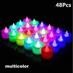 12/24/48pcs Flameless LED Tea light Tea Candles Wedding Light Romantic Candles  Realistic Tea Lights Candles LED Tea light Candles Flickering Bright Tea lights Battery Operated Candles Flameless Candles Lights for  Birthday Party Wedding Decorations Stevvex