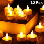 12/24/48pcs Flameless LED Tea light Tea Candles Wedding Light Romantic Candles  Realistic Tea Lights Candles LED Tea light Candles Flickering Bright Tea lights Battery Operated Candles Flameless Candles Lights for  Birthday Party Wedding Decorations Stevvex