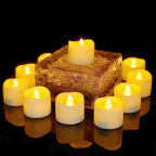 12/24Pcs Creative LED Candle Flameless LED Tea Lights with Remote Battery Operated Flickering Tea lights Candles with Timer Tea Lights Realistic Fake Candles Battery Powered Flameless Tea Light Lamp For Home Wedding Party Decoration Supplies Stevvex