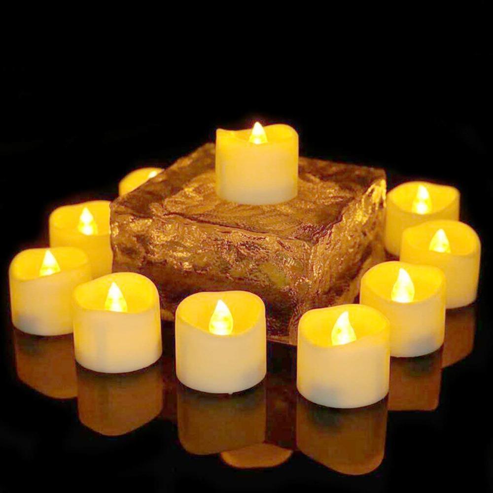 12/24Pcs Creative LED Candle Flameless LED Tea Lights with Remote Battery Operated Flickering Tea lights Candles with Timer Tea Lights Realistic Fake Candles Battery Powered Flameless Tea Light Lamp For Home Wedding Party Decoration Supplies Stevvex