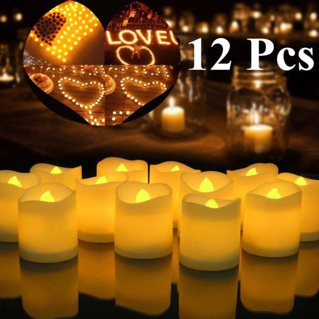 12/24Pcs Creative LED Candle Flameless LED Tea Lights with Remote Battery Operated Flickering Tea lights Candles with Timer Tea Lights Realistic Fake Candles Battery Powered Flameless Tea Light Lamp For Home Wedding Party Decoration Supplies Stevvex