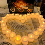 12/24Pcs Creative LED Candle Flameless LED Tea Lights with Remote Battery Operated Flickering Tea lights Candles with Timer Tea Lights Realistic Fake Candles Battery Powered Flameless Tea Light Lamp For Home Wedding Party Decoration Supplies Stevvex