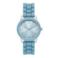 Time and Tru Ladies' Watch with Silver Round Case, Light Blue Bezel, Light Blue Sunray Dial and Light Blue Soft Silicone Strap (FMDOTT107)