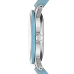 Time and Tru Ladies' Watch with Silver Round Case, Light Blue Bezel, Light Blue Sunray Dial and Light Blue Soft Silicone Strap (FMDOTT107)