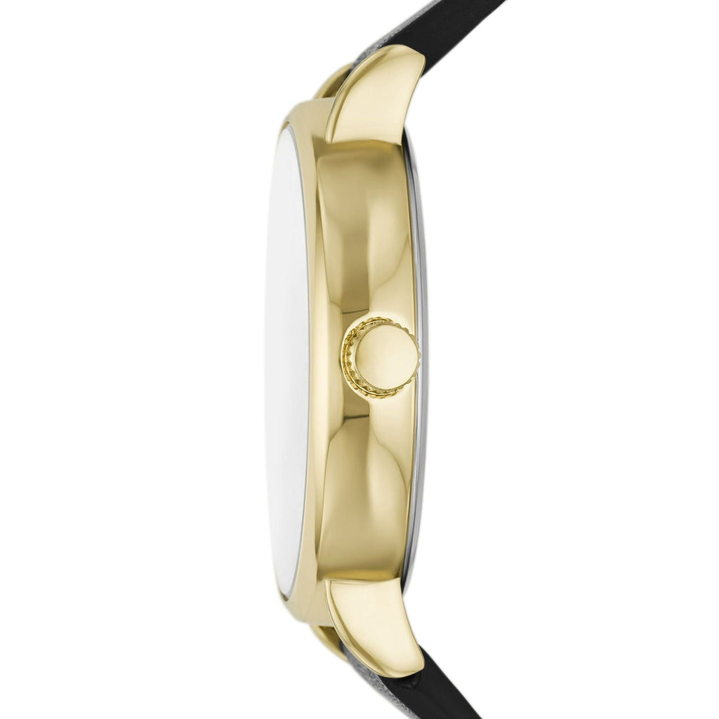 George Men's Watch: Gold Tone Case, Champagne Sunray Dial, Black Vegan Leather Band (FMDOGE047)