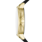George Men's Watch: Gold Tone Case, Champagne Sunray Dial, Black Vegan Leather Band (FMDOGE047)