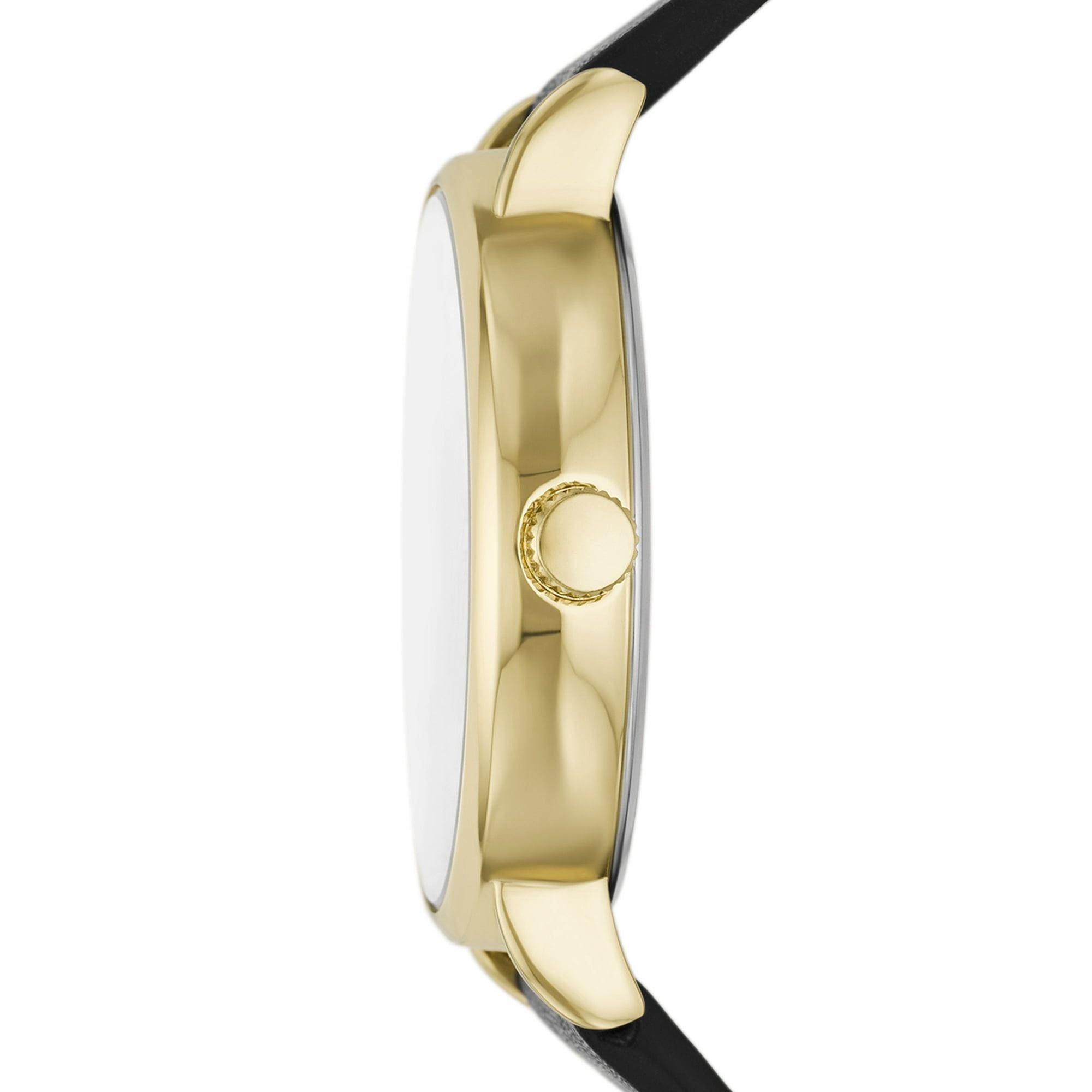 George Men's Watch: Gold Tone Case, Champagne Sunray Dial, Black Vegan Leather Band (FMDOGE047)